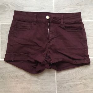 American Eagle Maroon High Waisted Shorts